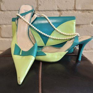 Ladies Size  12M LIME/GREEN  shoes PLUS matching purse!